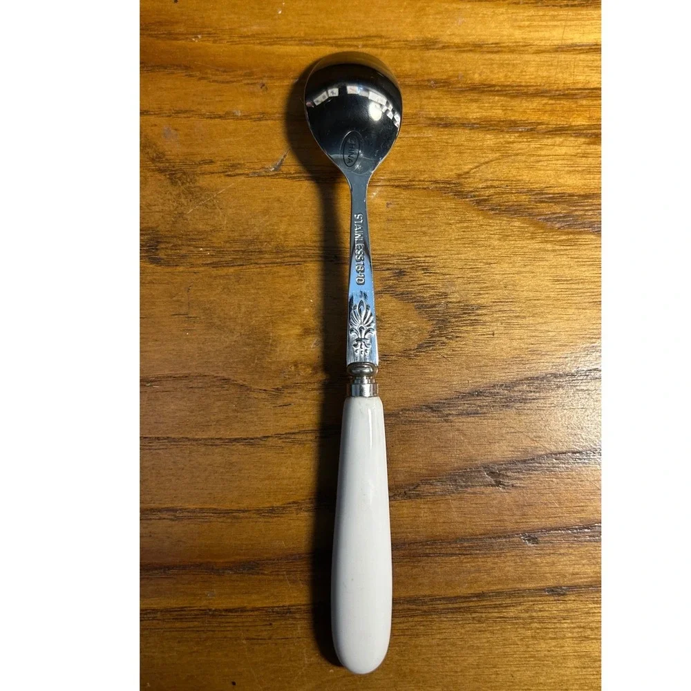 $50.43 8 Stainless 18/10 Tea Spoons & fork Dessert Spoons Floral Design Ceramic
